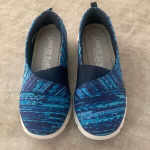 Lands End Navy Slip On Sneakers Size 8